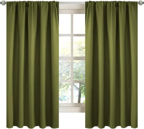 Vista 25 de LA PALMA Cortinas opacas con bolsillo para cortinero para sala de estar, bloqueo de luz, aislamiento térmico, reducción de ruido, cortinas de Aqua
