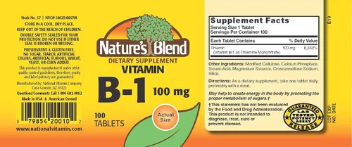 Vista 2 de Nature's Blend - Vitamina B-1 TB 100MG 100