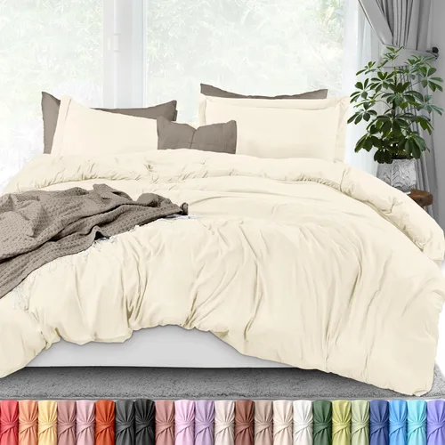 Vista 35 de Utopia Bedding Juego de funda de edredón tamaño individual - 2 piezas con cierre de cremallera - 1 funda de edredón 68X90 pulgadas y 1 funda de Beige