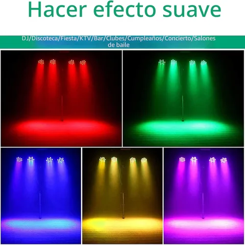 Vista 2 de U`King - Luces LED Par para DJ, luz de escenario con cable, RGB, 36 LED con control activado por sonido, iluminación de escenario para DJ, para 2