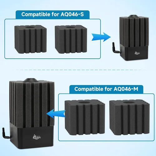 Vista 3 de AQQA Esponja de repuesto para filtro de esponja de acuario para AQ046-S (paquete de 2)