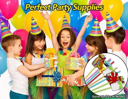 Vista 6 de 24 piezas de pintura artística personaje, cóctel, bebida, pajitas y pinceles, almohadillas de pintura para fiestas de cumpleaños, decoraciones