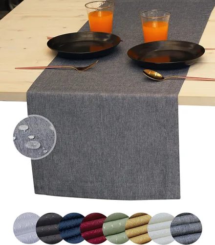 Vista 15 de Camino de mesa negro de 36 pulgadas, bufanda impermeable para aparador, camino de mesa de café para exteriores, elegantes caminos de mesa