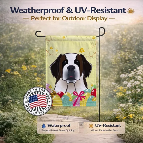 Vista 265 de Caroline's Treasures BB1923GF Bandera decorativa para jardín con diseño de Border Collie, para caza de huevos de Pascua, para jardín, jardín, patio