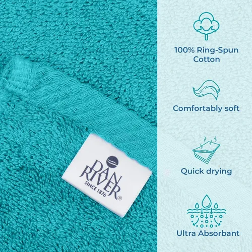 Vista 9 de DAN RIVER Paquete de 1 sábana de baño de 40x80 pulgadas, sábanas de baño jumbo para adultos, toallas grandes gruesas y absorbentes - Aguamarina