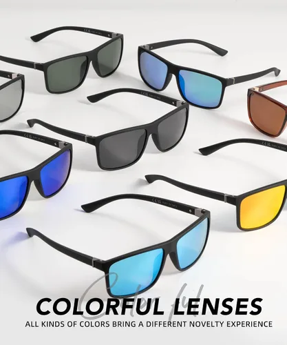 Vista 5 de Gafas de sol polarizadas para hombre, marco rectangular, gafas de sol polarizadas para hombre, gafas de sol deportivas con protección UV400