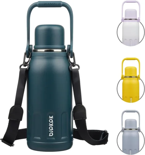 Vista 34 de BJPKPK - Botellas de agua termoaisladas de 27 onzas con tapa y asa de transporte, botellas de agua de acero inoxidable libres de BPA para la Verde