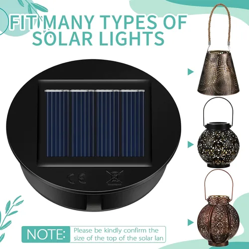 Vista 6 de Jeyiour Juego de 12 tapas de repuesto para luz solar, piezas de repuesto para luz solar, panel LED impermeable, tapa de linterna para exterior, kit