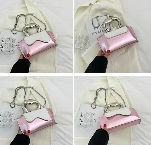 Vista 9 de Bolso pequeño de color plateado, bolsos cruzados, bolsos de noche Y2K, bolso de mano para mujer, bolsos de hombro, bolsa de mano para mujer 2023