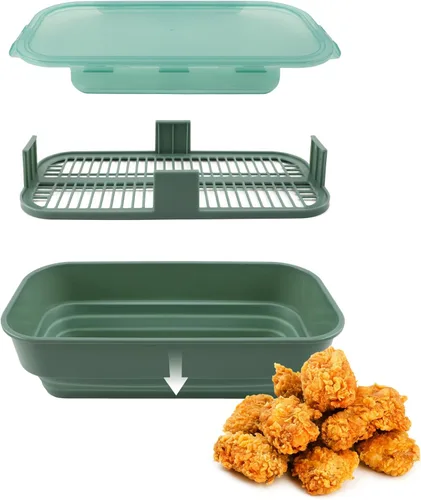 Vista 11 de COOK WITH COLOR Tazón Plegable para Rebozar - Recipiente Agitador para Rebozar Sin Ensuciar - Ideal para Pescado Frito, Pollo Frito, Aros de Negro