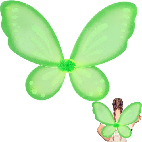 Vista 13 de Alas de hadas para niñas, alas de mariposa de hadas para fiesta de cumpleaños, alas de ángel brillantes, disfraz de Halloween C-3