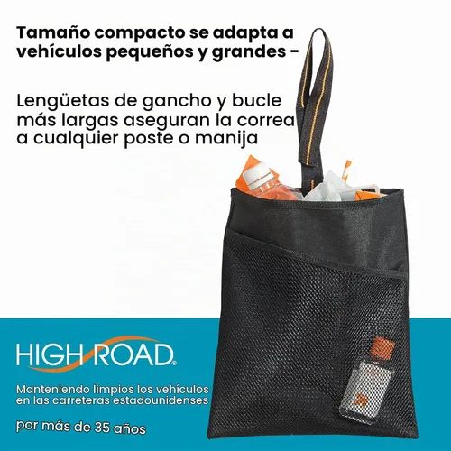 Vista 4 de HIGH ROAD - Bolsa de basura para automóvil con forro a prueba de fugas y bolsillo de almacenamiento Negro