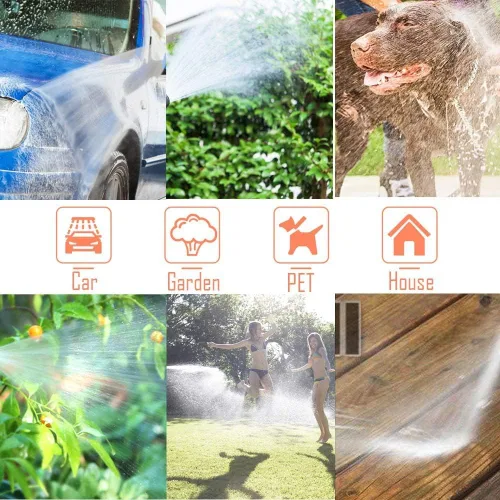 Vista 7 de Manguera de jardín de 150 pies x 5/8 pulgadas, manguera de agua resistente, flexible y ligera, explosión de 600 psi, manguera de goma híbrida sin