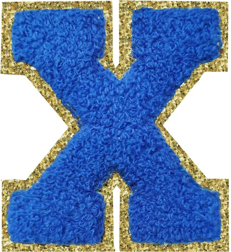 Vista 112 de 3Pcs Letter Patches Varsity Glitters Chenille,SPRT Iron on Blue Letter Patch,Alphabet Cloth Patch for Team Costume Decoration 3.1in Height S
