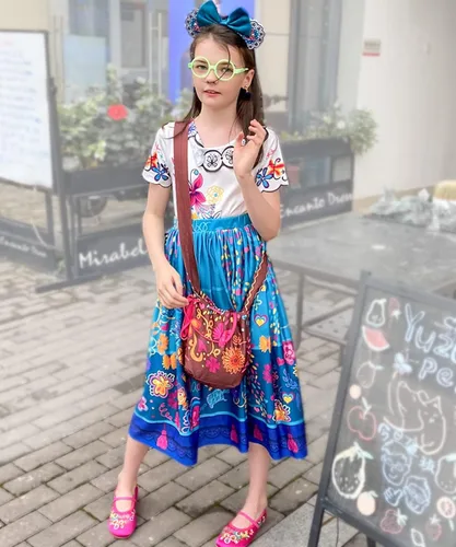 Vista 7 de keaiyouhuo Disfraz de Mirabel 3T-12T para cosplay disfraz de Isabela Luisa Dolores tía Pepa vestido Madrigal para la familia Halloween