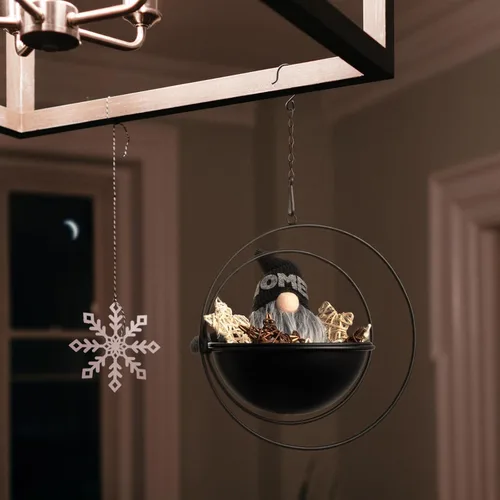 Vista 6 de Hajia 1 paquete de soporte colgante en forma de luna con maceta desmontable de 8 pulgadas, colgador de metal negro para interiores y exteriores