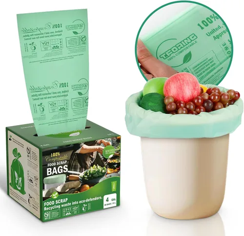 Vista 8 de Bolsas de compost pequeñas de 2.6 galones - 80 unidades de 0.8 mil de espesor, bolsas de basura compostables para contenedor de encimera
