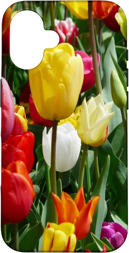 Vista 32 de Funda botánica para iPhone 17 con flores coloridas y tulipanes para amantes de las plantas