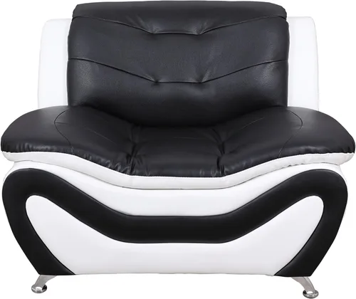 Vista 8 de Beverly Fine Furniture Juego de sofá moderno Aldo de 3 piezas, negro/blanco