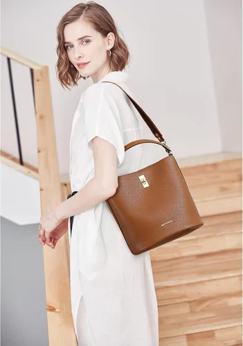 Vista 2 de BOSTANTEN - Bolsos de cuero al hombro tipo balde para mujer