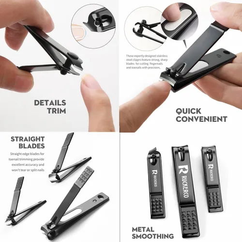Vista 4 de Juego de cortaúñas de acero inoxidable mate, 3 piezas de cortaúñas y cortador de uñas inclinado EDG, el mejor regalo para hombres y mujeres