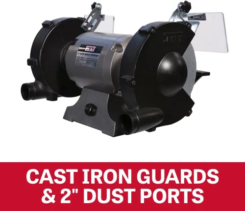 Vista 12 de JET Amoladora de banco de 8 pulgadas con rueda de alambre, 3450 RPM, 1 HP, 115V 1Ph (JBG-8W)