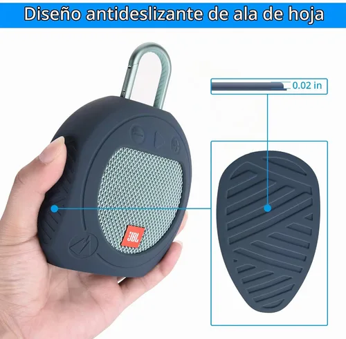 Vista 4 de Funda protectora de silicona para JBL Clip 3 Altavoz portátil impermeable (azul)