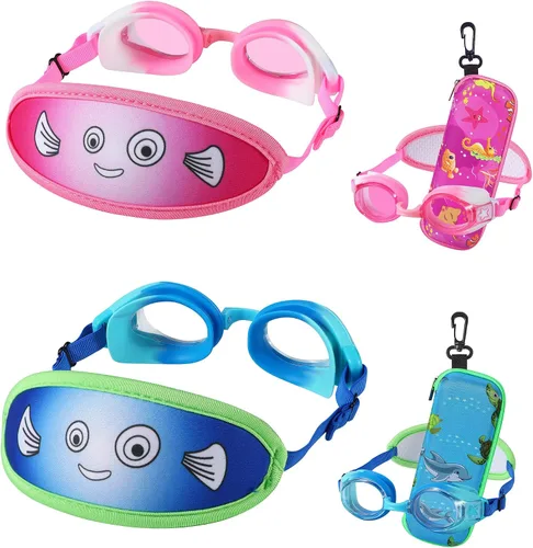 Vista 23 de Gafas de natación para niños de 2 a 6 años, gafas para niños sin jalar el cabello, gafas para niños con banda para la cabeza acolchada
