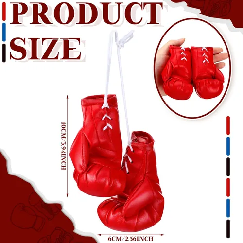 Vista 4 de Zhanmai 2 pares de mini guantes de boxeo para espejo de automóvil, guantes de boxeo en miniatura, regalos de fiesta, vacaciones, adorno de Navidad
