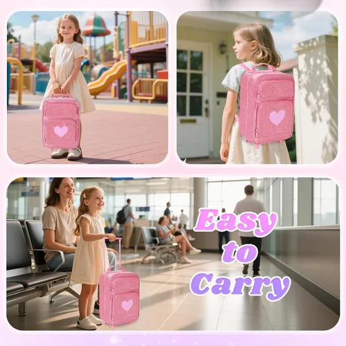 Vista 5 de LoDrid Mochila de viaje compatible con muñecas Barbie de 12 pulgadas, rosa