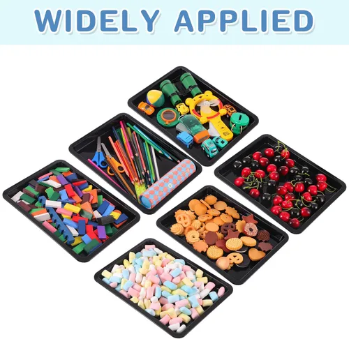 Vista 5 de Zonon 12 Pcs Plastic Art Trays 13.4 x 9.8 x 1 Inch Back to School Supplies Colorful Art Trays Stackable Activity Tray Office Storage Container for