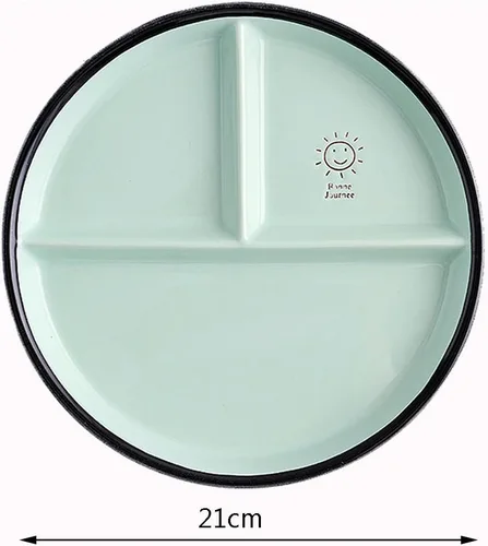 Vista 2 de CoCoMe Round Smile Sun - Plato de ensalada de postre dividido de porcelana de cerámica, 8 pulgadas (1, verde)