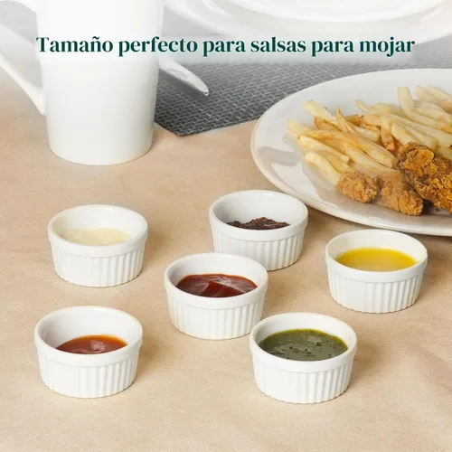 Vista 3 de DOWAN Cuencos para inmersión de 1.5 onzas, mini ramequines, pequeños platos de porcelana Ramekin, tazas de postre pequeños cuencos para condimentos