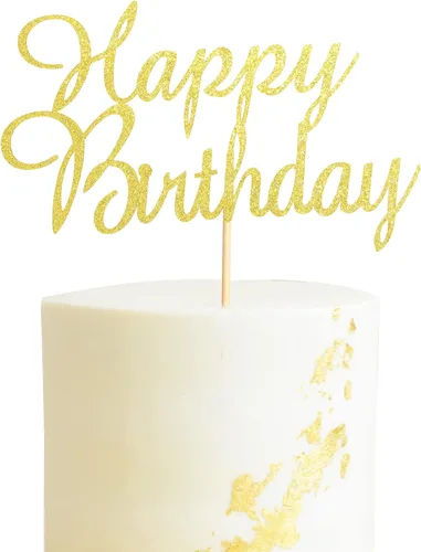 Vista 7 de Decoración para tartas de feliz cumpleaños, decoración de fiesta de cumpleaños para niños o adultos, purpurina negra