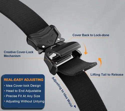 Vista 4 de BULLIANT Men Belt,Tacitcal Holster Web Adjustable Belt Stretch Fit Quickly Release For Outdoor Duty,Cut For Fit