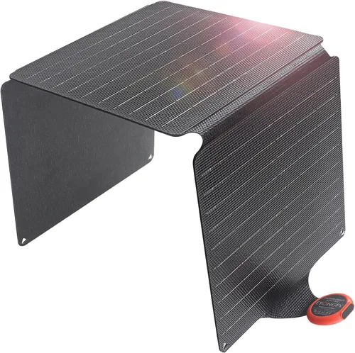 Vista 8 de EYONGPV Panel solar plegable portátil de 14 W y cargador solar con salida USB-C Croc-Eye, cargador solar compacto impermeable IP67 para teléfonos
