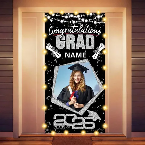 Vista 27 de Decoraciones personalizadas para fiestas de graduación 2026 – Cartel de felicitación de graduación grande – Cartel de fondo de graduación