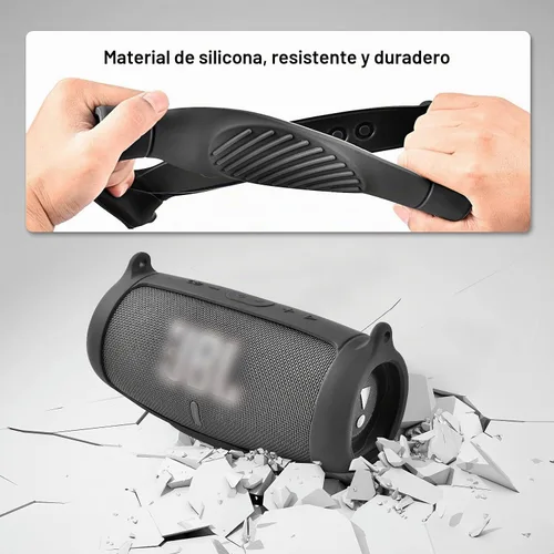 Vista 3 de Comecase - Funda de silicona para altavoz JBL Charge 5 con correa y mosquetón