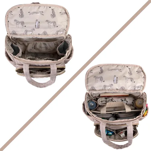 Vista 4 de Jessica Simpson Mochila acolchada para pañales con bolsillos aislados, cambiador portátil, correas de cochecito, inserto organizador de 3 piezas