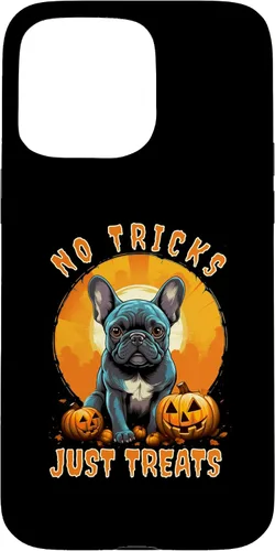 Vista 28 de iPhone 16 No Tricks Just Treats French Bulldog Halloween Frenchie Case