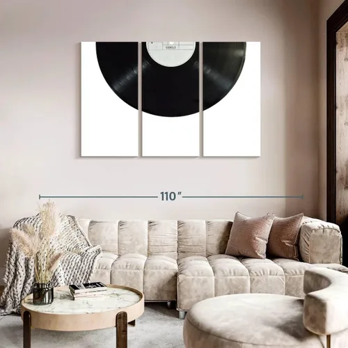 Vista 146 de Elephant Stock BW - Reproductor de discos de vinilo para pared, lienzo horizontal, decoración de pared de sala de estar de 3 piezas, impresión