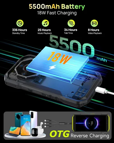Vista 6 de Ulefone Armor X32 Pro 5G Teléfono resistente, MTK Dimensity 6300, 16+256GB, Android 15, Widevine L1, visión nocturna de 64MP/25MP, linterna