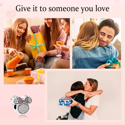 Vista 6 de H.ZHENYUE Mickey S925 - Dije de plata de ley para pulsera, collar, regalo para mujeres y niñas