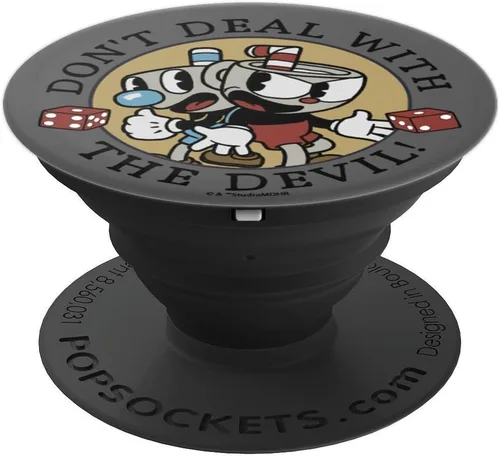 Vista 4 de Cuphead and Mugman Don't Deal With The Devil Dicey - PopSockets Grip and Stand for Phones and Tablets, Negro