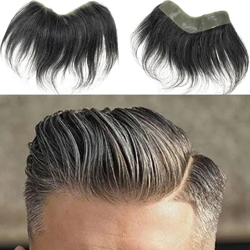 Vista 20 de Voloria Tupé de cabello humano 100 % de piel sintética para hombre, peluca frontal para retroceso, sistemas de reemplazo de línea capilar natural