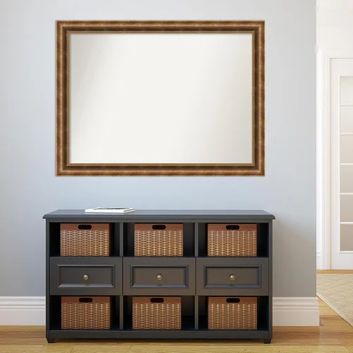 Vista 330 de Amanti Art Espejo de pared personalizado no biselado (25 x 25 pulgadas), marco de bronce acentuado, varios tamaños personalizados, espejo de baño
