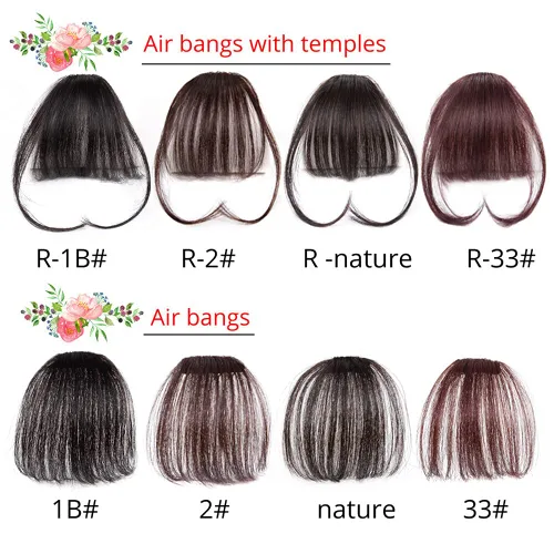 Vista 3 de Blunt Bangs - Extensiones de cabello con clip de aire natural, con flequillo frontal falso, color negro y marrón (4#)