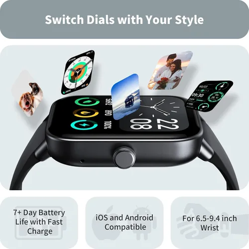 Vista 5 de Relojes inteligentes para hombres y mujeres, monitor de actividad de pantalla de 1.8 pulgadas, monitor de frecuencia cardíaca, sueño/SpO2