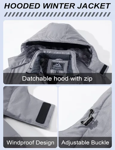 Vista 4 de MAGCOMSEN - Abrigos de invierno para hombre, impermeables, con forro polar, parka, con capucha, para esquiar, senderismo, trabajo