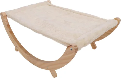 Vista 3 de Hamaca de madera para gatos, plegable y extraíble, transpirable y antideslizante, elevada para todas las estaciones, cama columpio adecuada